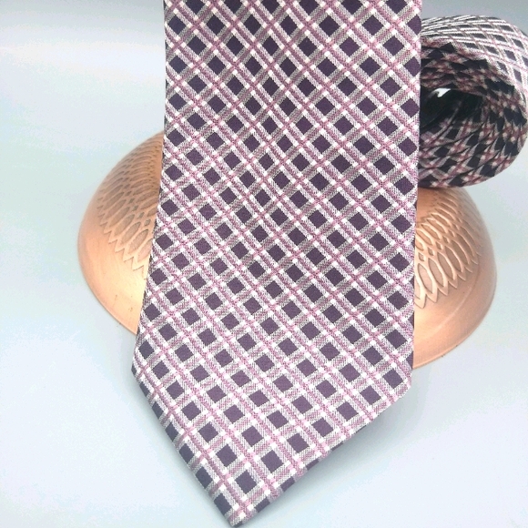 Kenneth Cole 100% Silk Plaid Check Necktie Slim Necktie Men's Tie - Picture 2 of 12